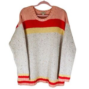 LOFT Pink Marled Striped Sweater Tunic XL
